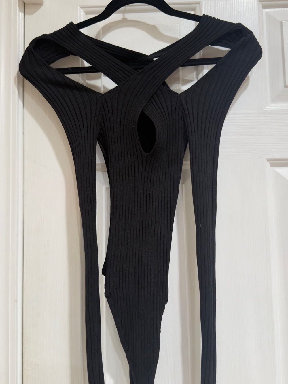 Fashion Nova Black Ribbed Men's Cutout Bodysuit